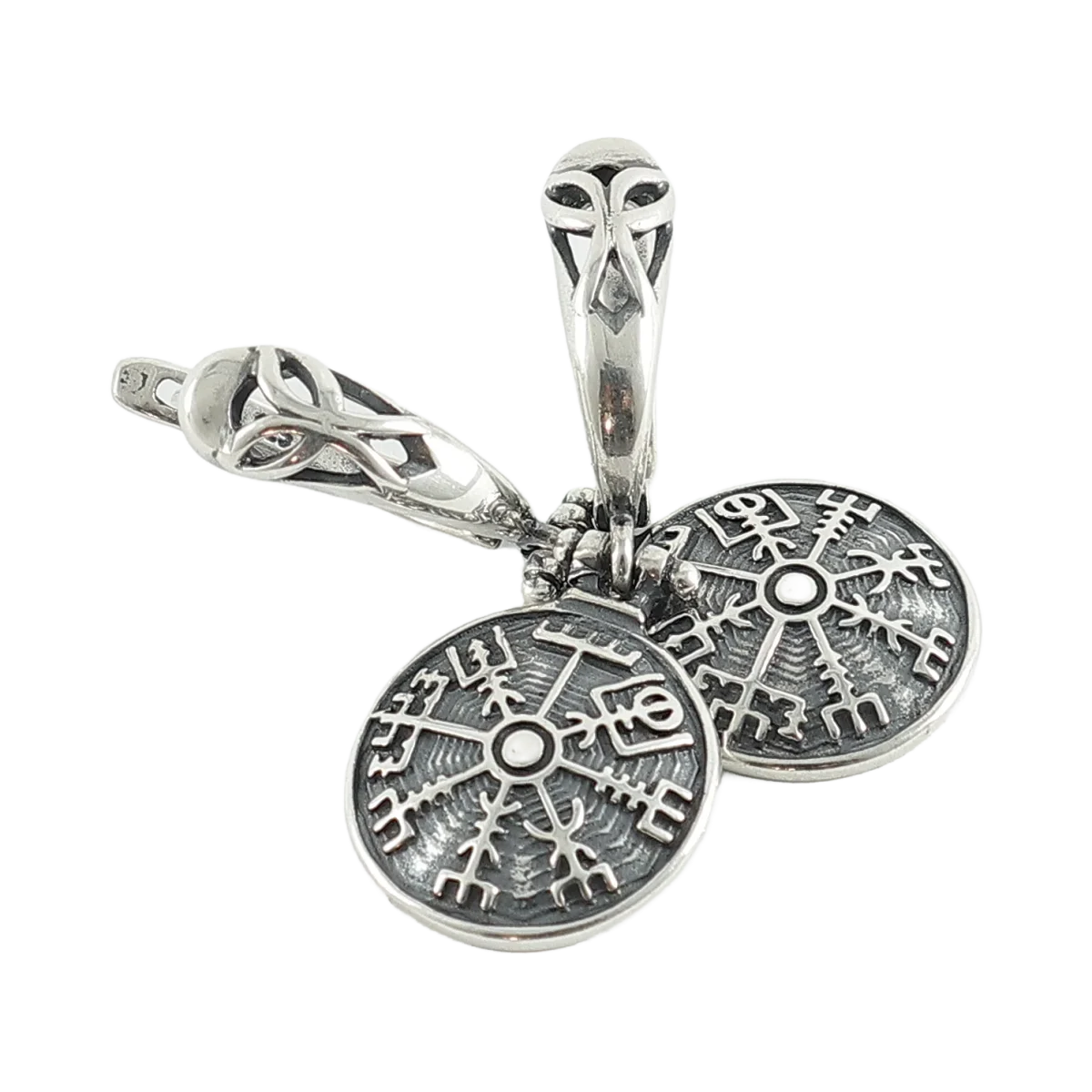 Cercei de argint pentru damă „Busola vikingă” - Vegvisir
