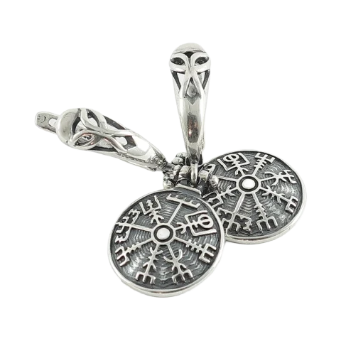 Cercei de argint pentru damă „Busola vikingă” - Vegvisir