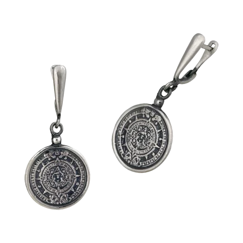 Cercei de argint pentru damă „Calendarul aztec”